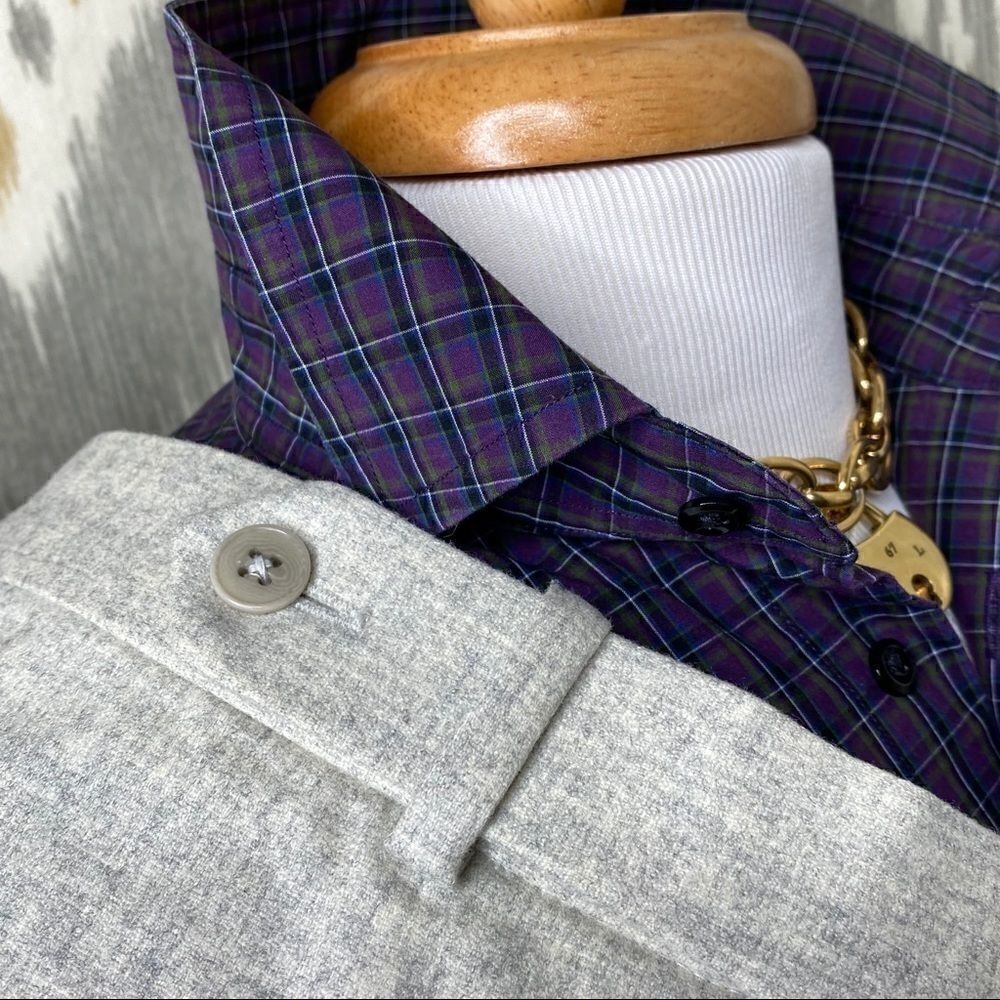 Ralph Lauren Pale Grey Heather Melange Wool Blend Tapered Trouser